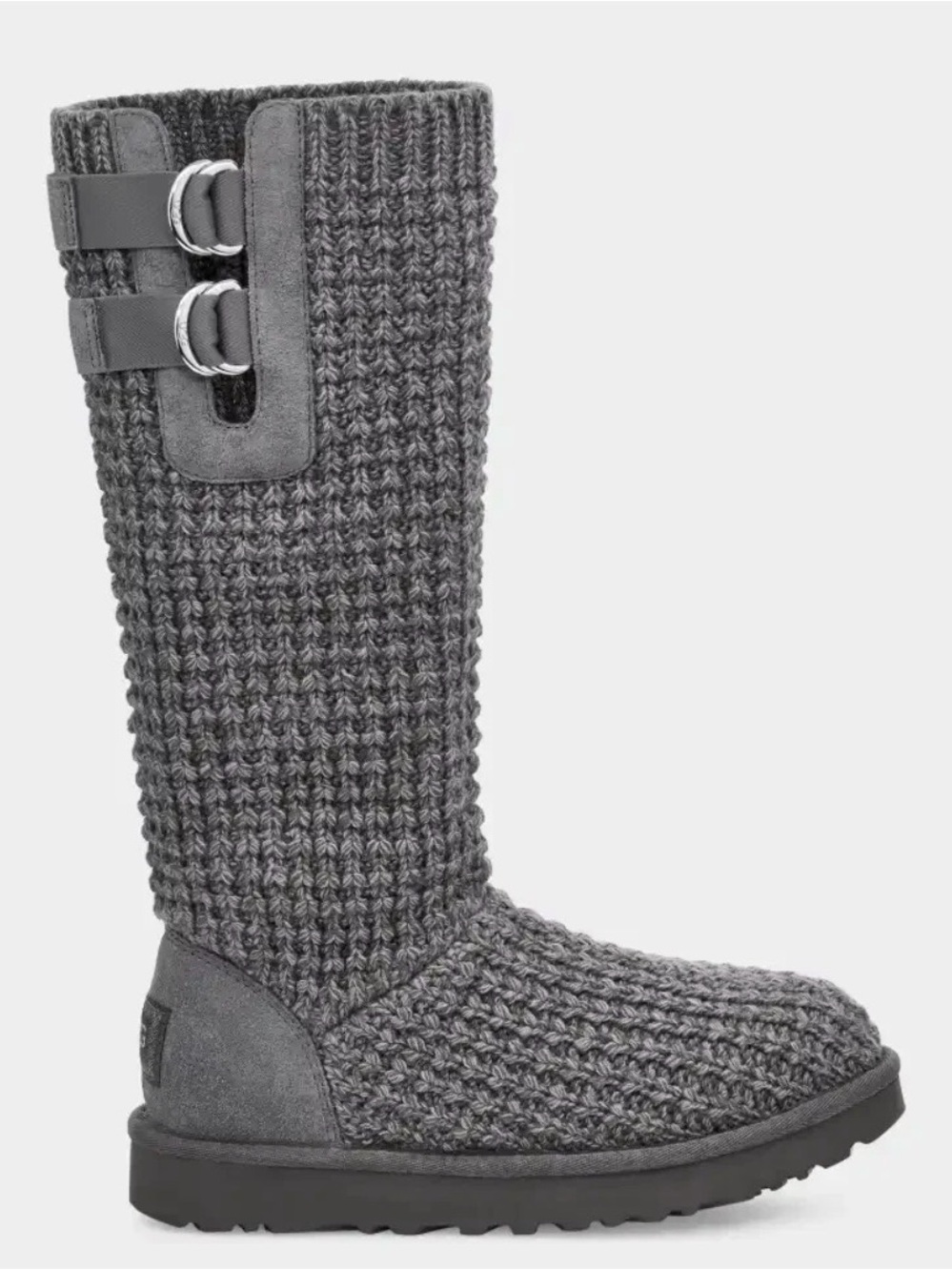 UGG Gray Knit Over-the-Knee Boots with Buckle Detail